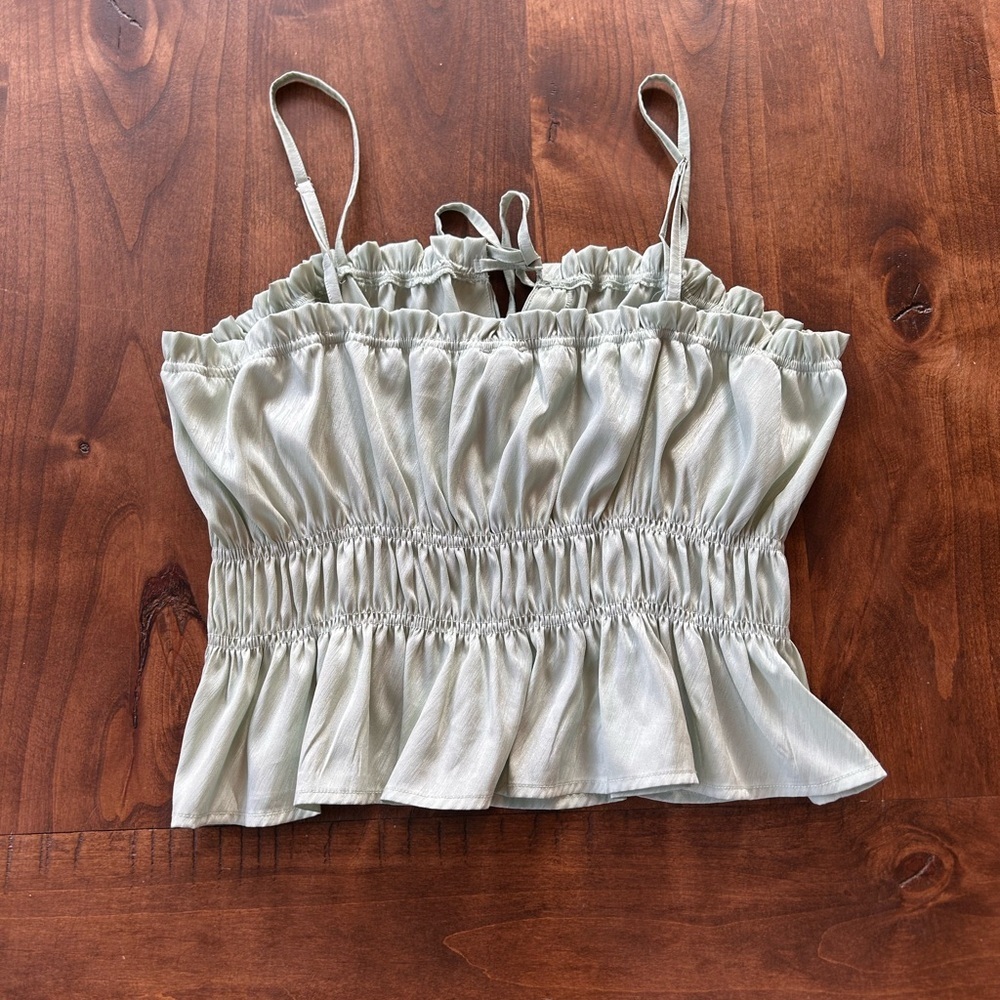 Le Lis Light Green Ruched Camisole - Picture 2 of 4